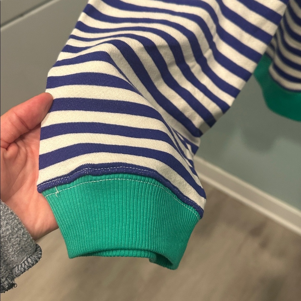 We The Free Blue and White Striped Sweater with Green Trim - Picture 3 of 6